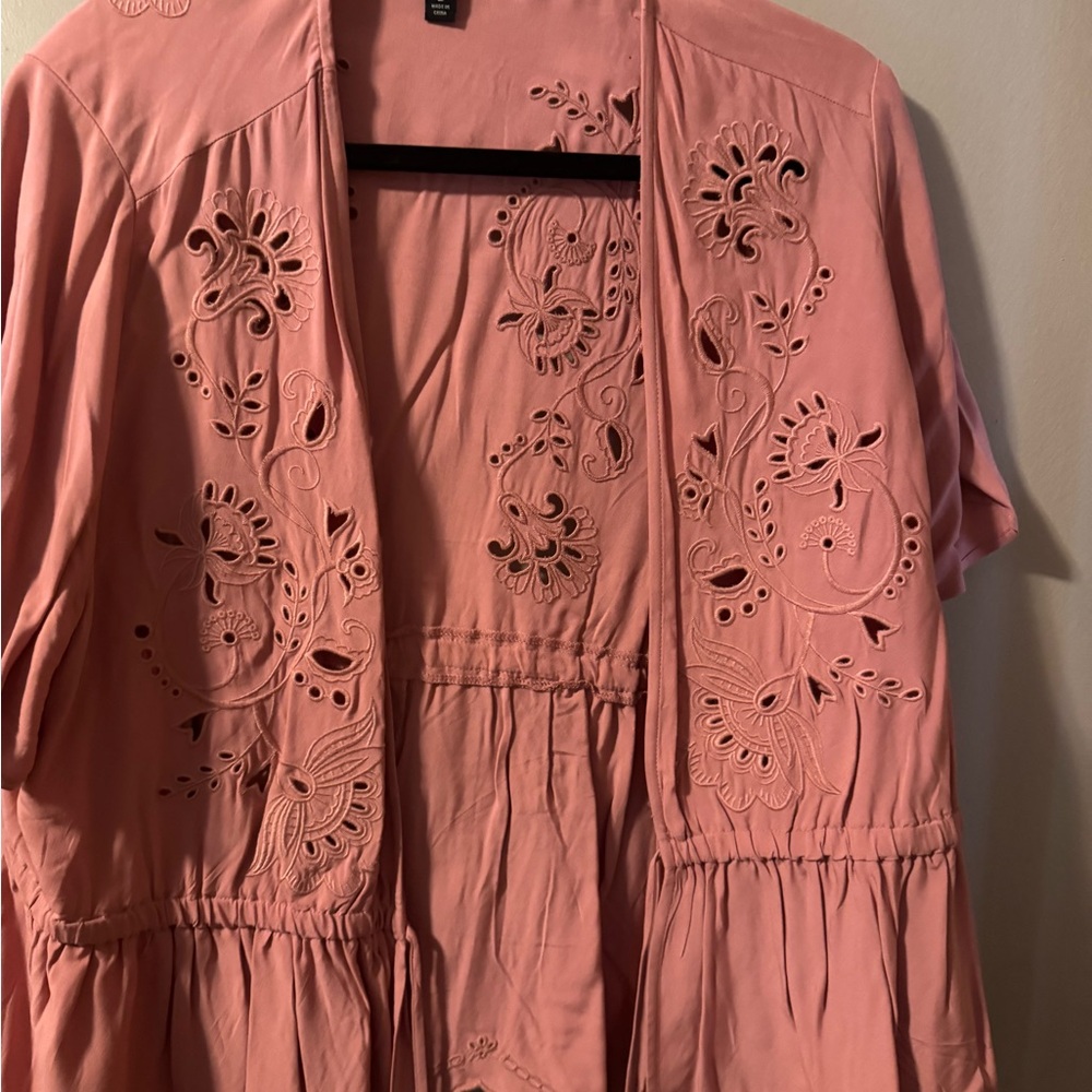 Torrid Dusty Rose Embroidered Open Cardigan